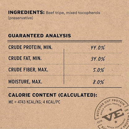 Vital Essentials Beef Tripe Nibs Dog Treats, 14 oz | Freeze-Dried Raw | Single Protein | Premium Quality High Protein Training Treats | Grain Free, Gluten Free, Filler Free