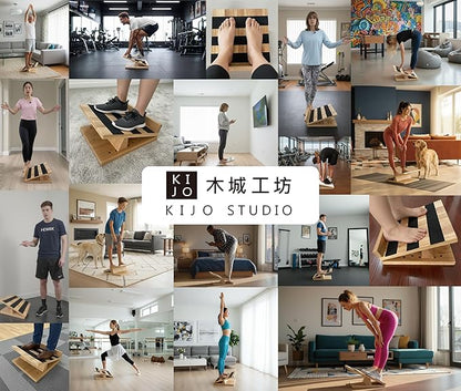 KIJO Studio Professional Wooden Calf Stretcher Slant Board 550 lbs Weight Capacity 16-Angle Adjustable Incline Calf Stretch Slant Board for Calf Stretching Exercise Squat & Physical Therapy Non-Slip