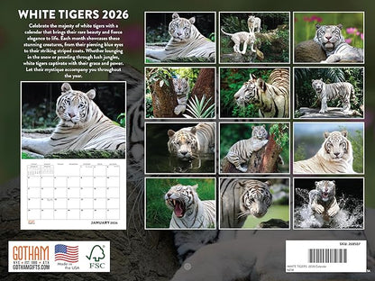 White Tiger Calendar 2026 Monthly Wall Calender 12 Month | American Made In The USA
