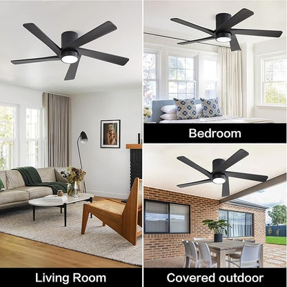 WINGBO 48 Inch Flush Mount DC Ceiling Fan