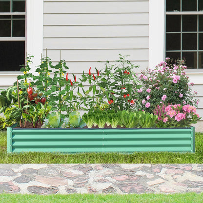 Domi Galvanized Raised Garden Bed, 6x3x1Ft Thickening Metal Planter Box for Vegetables Bottomless for Backyard Outdoor, 1" Deep w/ 128 Gallon Capacity - Green