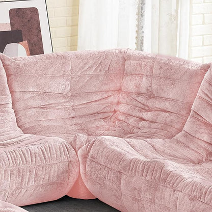 HABUTWAY Bean Bag Chair, Memory Foam Bean Bag Chairs for Adults, Fireside Corner Chair Lazy Floor Corner Sofa for Living Room, Bedroom, Dorm, Office (Pink)