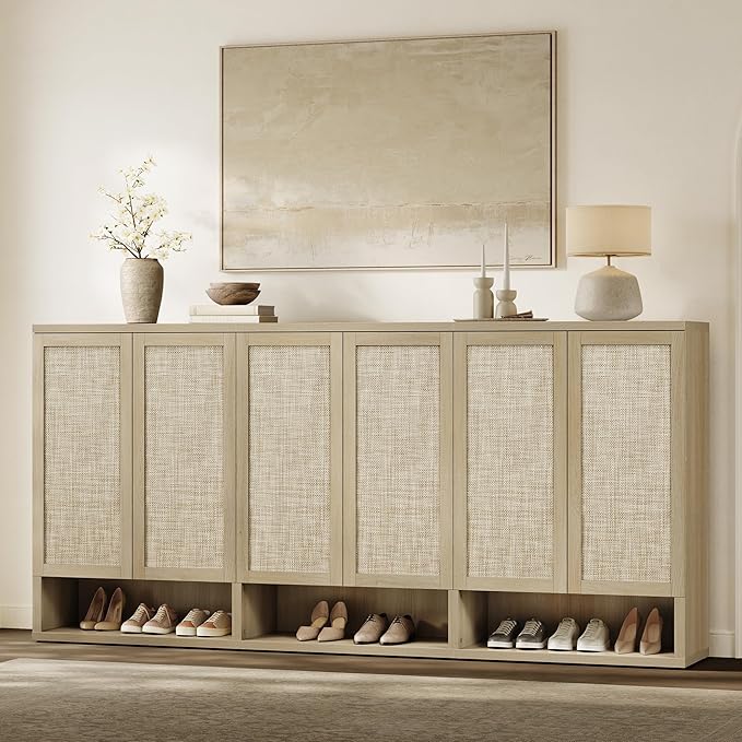 SICOTAS Rattan Shoe Storage Cabinet