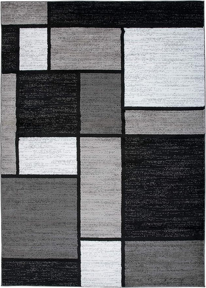 Rugshop Contemporary Modern Boxes for Home Office,Living Room,Bedroom,Kitchen Non-Shedding Area Rug 7' 10" X 10' 2" Gray