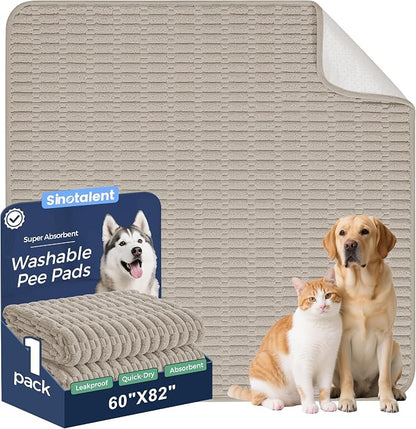 Washable Pee Pads for Dogs Puppy Pad, Brown 60”x82” 1 Pack | High Absorbent Dog Pee Pad Leak Proof Cat Rugs, Reusable Non Slip Pet Mat, Wee Wee Pads for Training, Crate and Floor
