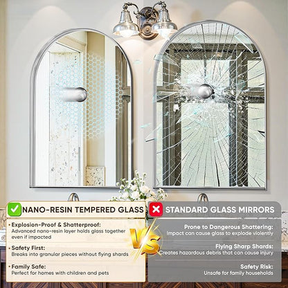 Arched Mirror 30"x40", Bathroom Mirror, Wall Mounted Vanity Mirror