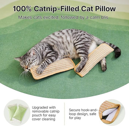 Potaroma Cat Toys Pack of 2 with 6000mg A+ Organic Catnip, Soft Sisal Material Indoor Kitten Scratching and Kicker Toys, Drives Bored Cats Crazy with Fun Interactive Chew