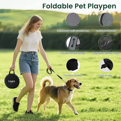 Love's cabin Pet Puppy Dog Playpen, Large Dog Tent Crates Cage Indoor/Outdoor, Portable Exercise Playpen for Dog and Cat, Foldable Pop Up Dog Kennel Playpen with Carring Case (L, Grey)