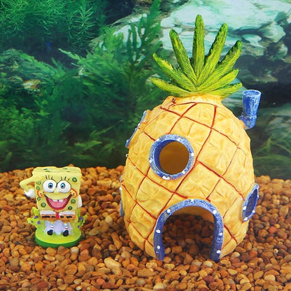 Penn-Plax Spongebob and Pineapple House Aquarium Ornament | 2 Piece Set | Great for Fresh or alt Water Tanks (Pack of 3)