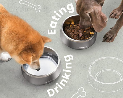 Pawaii Dog Bowl,34 oz Stainless Steel Food and Water Bowl,ID Tag,1 Pack | Double-Wall Design,Non-Slip Rubber Base,Dishwasher Safe,Smooth Open Design, Not a Slow Feeder,Easy-Rinse Interior