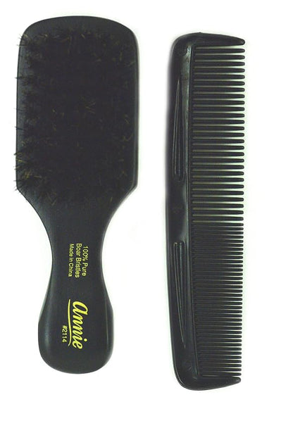 Annie Mini Pocket Combo Brush #2114 - Natural Boar Bristles, Hair Comb for Long and Short Hair