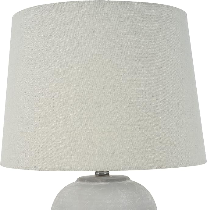 Nourison Home 23" Vintage Grey (White Washed) Ceramic Pot Table Lamp for Bedroom, Living Room, Dining, Office, with Grey Shade