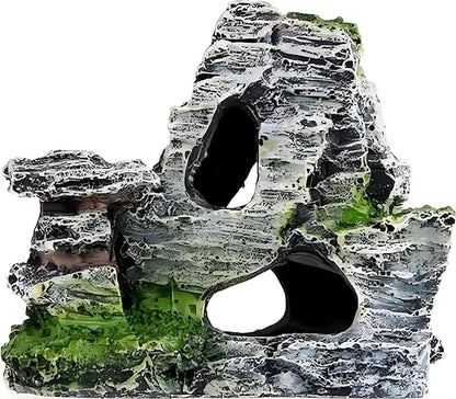 Artificial Moss Rock Cave Aquarium Decor, Fish Tank Hideout, Mountain Terrain Ornament