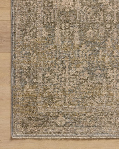 Loloi Magnolia Home by Joanna Gaines Junie Collection JUE-02 Moss/Natural 2'-0" x 3'-0", .38" Pile Height, Accent Rug