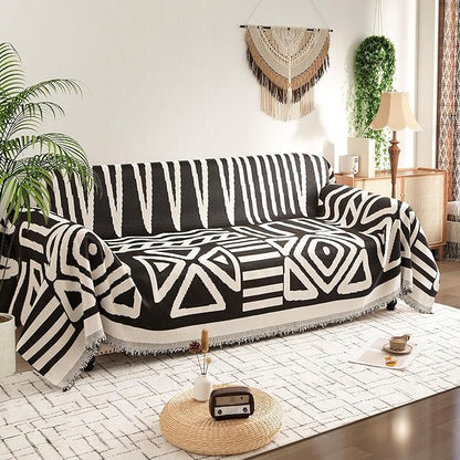 Couch Cover for 2 Cushion Couch Sofa Pet Friendly, Boho Sectional L Shaped Sofa Cover Washable for Dogs Cats Kids, Leather Furniture Protector Slipcover Decor for Living Room, 71"x102"