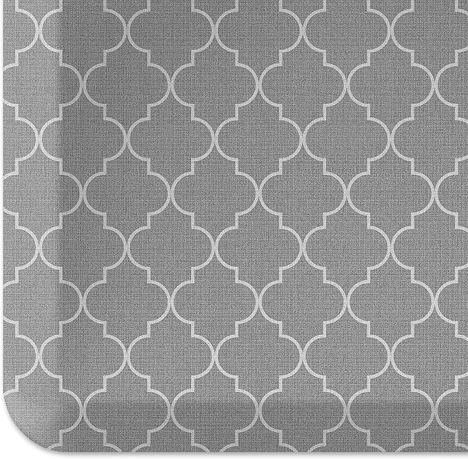 NewLife by GelPro Anti-Fatigue Designer Comfort Kitchen Floor Mat, 20x32”, Trellis Grey Resistant Surface with 3/4” Thick Ergo-Foam Core for Health and Wellness