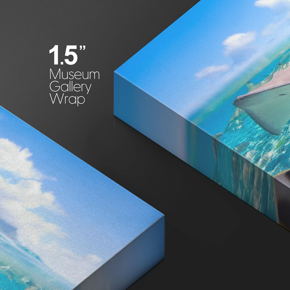 wall26 Canvas Print Wall Art Stingray & Striped Fish Under The Sea Nature Ocean Photography Realism Nautical Scenic Relax/Calm Multicolor Ultra for Living Room, Bedroom, Office - 32"x48"