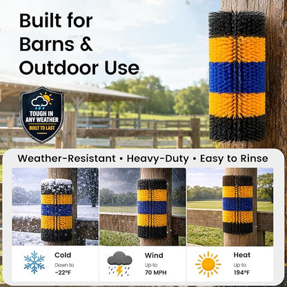 17" x 7.9" Livestock Scratching Brush for Horse, Wall-Mount Grooming and Massage Scratch Brushes for Cow Donkey Goats Horse Sheep, with 8 Screws for Back Itch Relief & Keep Cleaning (1Pcs)
