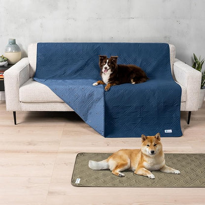 PetAmi Waterproof Couch Cover for Dogs, Reversible Furniture Cover Sofa Protector for Pet Cat Bed, Washable Blanket Dog Cover for Couch Seat, 68x82 Blue