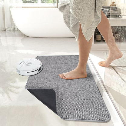 Bath Mat,Ultra Thin Bathroom Rugs,Rubber Bath Mats for Bathroom,No Slip Bath Rugs,Quick Dry,Machine Washable,Low Pile,Absorbent,Shower Outside,Sink,Home Decor Accessories.Grey,1'8"x2'8"(20x32inch)