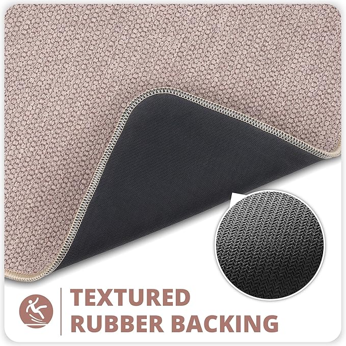Bath Mat,Ultra Thin Bathroom Runner Rugs,Large Bath Mats for Bathroom,Quick Dry,Non-Slip,Machine Washable,Low Pile,Bath Rug,Shower Outside,Sink,Home Decor Accessories.Beige,1'5"x4'11"（17x59inch）