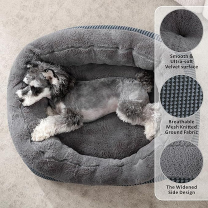 Dog Beds for Small Medium Dogs Washable, Calming Orthopedic Warming Soft Calming Sleeping Durable Pet Bed with Anti-Slip Bottom
