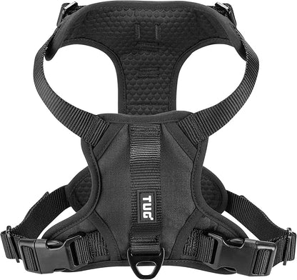 TUG No-Pull Dog Harness, 2 Leash Clips + Padded Handle (Large, Black) | Water-Resistant Padded Interior | No-Pull Front Clip | Padded Back Handle | Adjustable Straps