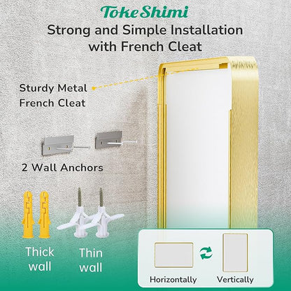 TokeShimi 48x36 Gold Bathroom Mirror