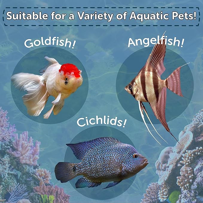 Aquatic Foods Inc. 3mm -1/18" California Blackworm & Beef Heart Floating Pellets for Marines, Cichlids, Tropical Fish, Koi & Pond Fish, 4-Type Wafer & 12-Type Pellet Mix Included 14oz Canister
