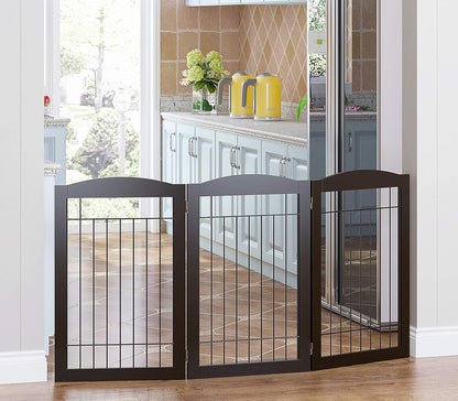 Spirich Freestanding Wire Pet Gate for Dogs, 30 inches Tall Dog Gate for The Houes, Doorway, Stairs, Pet Puppy Safety Fence, 3 Panels