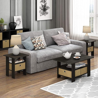 Furinno Andrey Coffee Table, Small Modern Coffee Table with Storage and Bin Drawer, Side Table for Living Room, Bedroom, Home Office, Dark Espresso