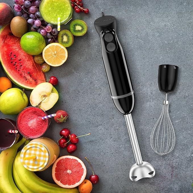 Bonsenkitchen Immersion Blender Handheld, 2 Mixing Speed Hand Blender Electric