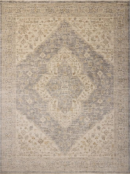 Loloi Magnolia Home by Joanna Gaines Junie Collection JUE-05 Denim/Natural 7'-10" x 7'-10", .38" Pile Height, Round Area Rug
