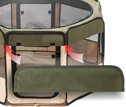 Pawer 36”×18.5” Pet Playpen Personalize Embroidery Piece, Olive Color