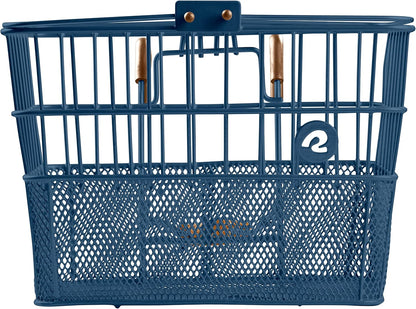Retrospec Apollo Detachable Front Bike Basket Steel Half-Mesh with Integrated Detachable Hooks and Built-In Handle, Easy Assembly and Portability for Bicycles