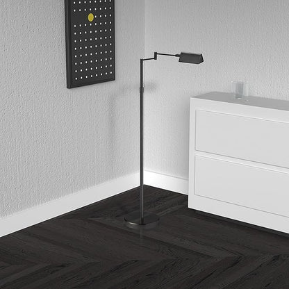Dainolite 9257LEDF Adjustable LED Lamp Contemporary LED Floor Lamp with Adjustable Swing Arm for Living Room, Bedroom or Office - 3000K - 50.25'' - Black