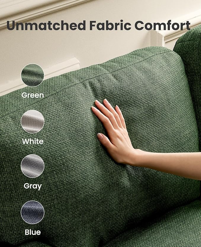 Amada 89" Sofa, 3 Seater Couch for Living Room, Modern Sofa with Deep Seats & Wide Armrests, Comfy Couch with Removable Washable Covers, Linen Fabric, Easy Assembly