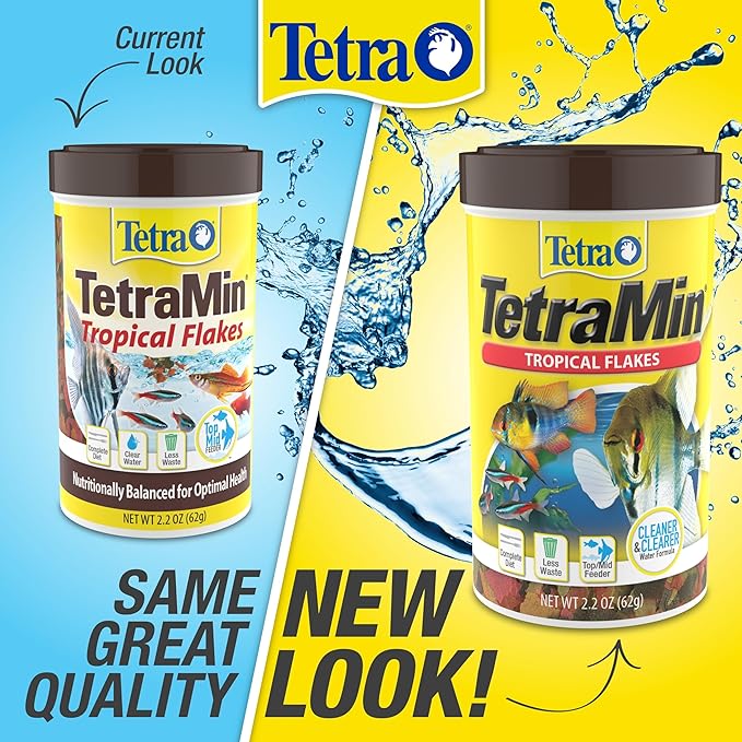 TetraMin Nutritionally Balanced Tropical Flake Food for Tropical Fish, 2.2 oz