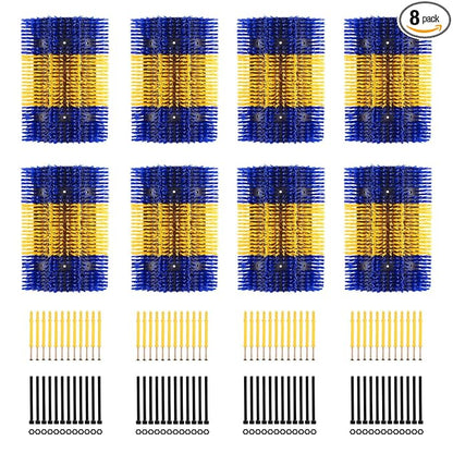 Extra Large Size Livestock Scratching Brush, Upgraded Horse/Goat/Cow/Cattle Scratcher Brush for Grooming, Itch Relief Horse Scratcher Brushes Kit with Two Sets of Mounting Screws(8-Pack,Yellow)
