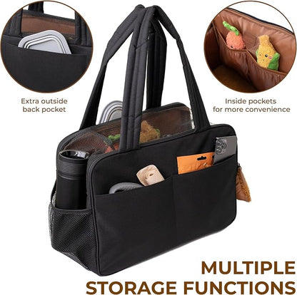 Black Dog Purse Carrier for Small Dogs – Cotton Padded Interior, Multiple Pockets, Breathable Mesh & Comfortable Strap, Durable Polyester Travel Bag, Lightweight Cat Carrier, Versatile Small Pet Bag