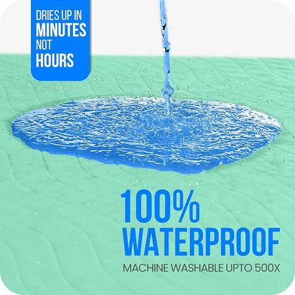 4 Pack Washable Pee Pads for Dogs 34" x 52", Waterproof Dog Training Pads | Reusable Dog Training Pads for Sofa, Incontinence Bed Pads for Adults, Elderly and Kids (Green,Blue) by Utopia Bedding