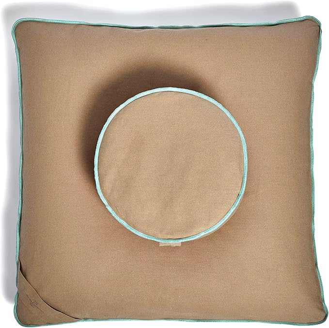 Meditation Cushion Set by renoo - Durable Comfortable Organic Cotton, Linen, Hemp - Modern Zafu Zabuton - Buckwheat Kapok Filled Floor Pillow Yoga Bolster in 15 Colors Washable Cover