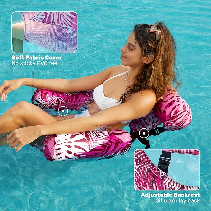 SLOOSH Inflatable Pool Floats Adult,2 Packs Floating Lounge Chairs,Blow up Pool Noodles for Adult Heavy Duty,Floating Chair for Party Summer Water Beach Lake Fun
