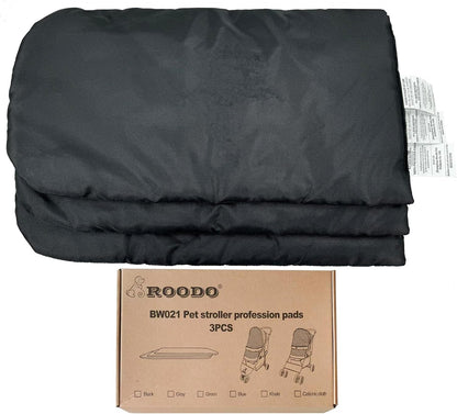 ROODO Pet Stroller Inner Pad for Exclusive Use,Original,Replaceable,Easy to Clean,Set of 3 pc(Black)