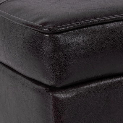 HomePop Leatherette Tufted Square Storage Ottoman with Hinged Lid, Brown Small