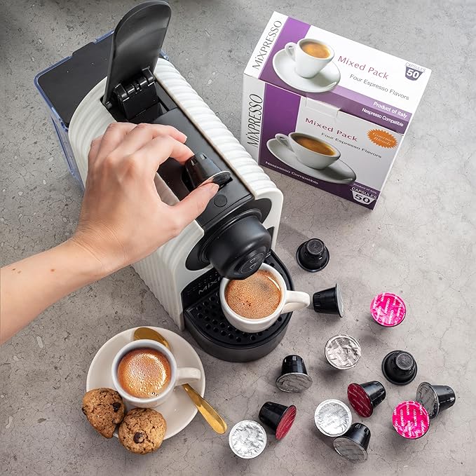 Mixpresso White Espresso Coffee Machine – Compact 1400W Single Serve Coffee