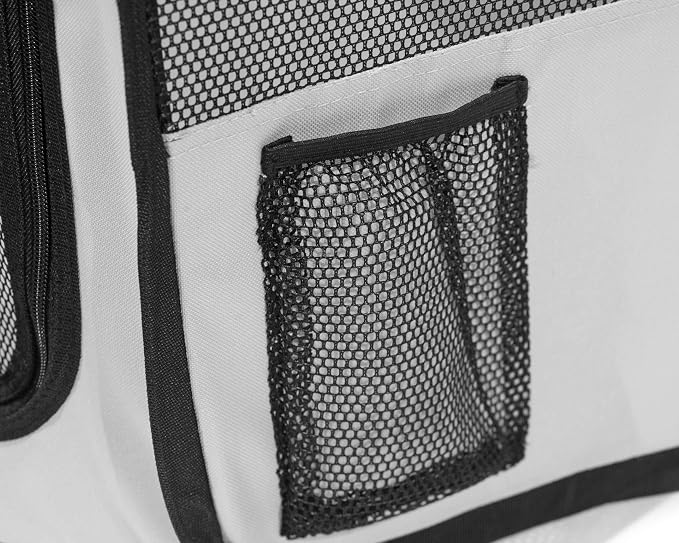 Pawer 45”×24” 8-Panel Foldable Pet Playpen, Violet+Grey, Personalize Embroidery Extra Fabric Piece Available, for Cat/Dog/Puppy, 600D Oxford Cloth Portable Indoor & Outdoor Kennel with Carry Bag
