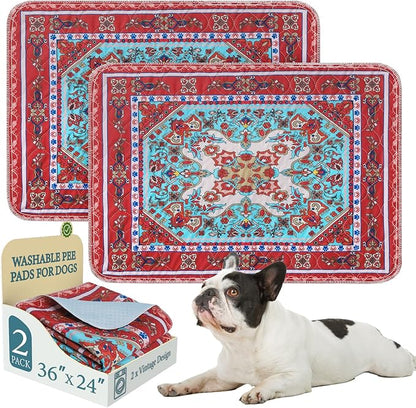 Homimp Washable Pee Pads for Dogs, 2 Pack Reusable Puppy Pads Waterproof, Absorbent and Leakproof Dog Pee Pads, Non Slip Puppy Training Pads, Pet Mat for Floor, Crate, Couch, Whelping,Brown, 24"x36"