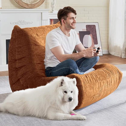HABUTWAY Bean Bag Chair, Giant Bean Bag Chairs for Adults, Bean Bag Sofa with Filler Faux Fur, Memory Foam Bean Bag Couches Fireside Lazy Sofa for Living Room, Bedroom, Office (Brown)