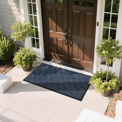 Yimobra Large Door Mat 47x32, All-Weather Waterproof Non-Slip Welcome Matt Outdoor, Heavy Duty Non Slip Doormat for Entryway for Patio and Garage Indoor, Easy Clean, Blue